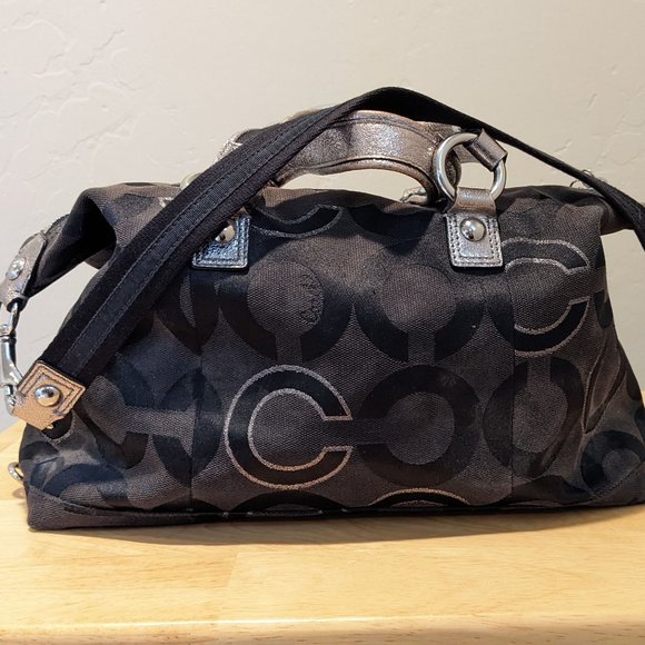 Coach Poppy canvas satchel with Coach bag chains - Picture 3 of 5